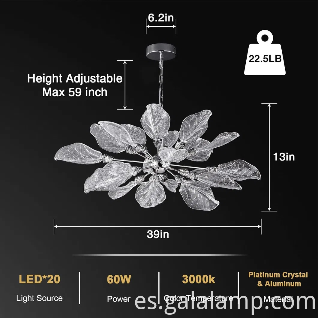 Elegante lámpara colgante de estilo rama para mesa de comedor